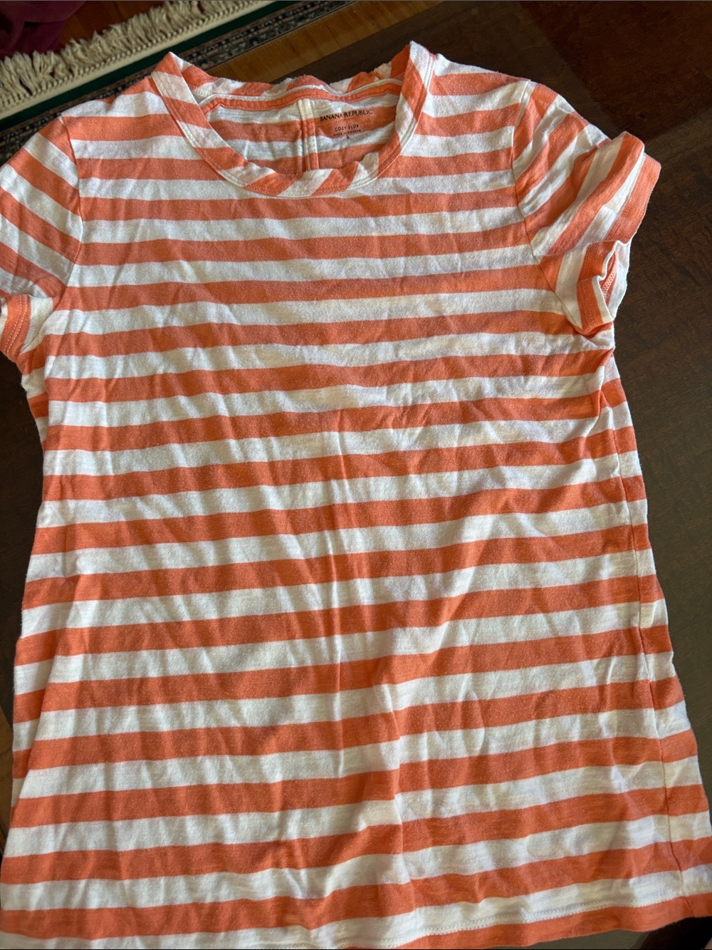 Banana Republic Orange & White Striped Short-Sleeve Tee